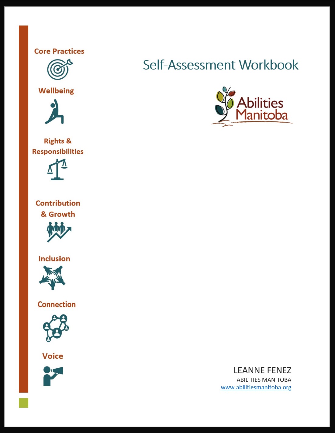 Front page of the Self Assesment Workbook. 